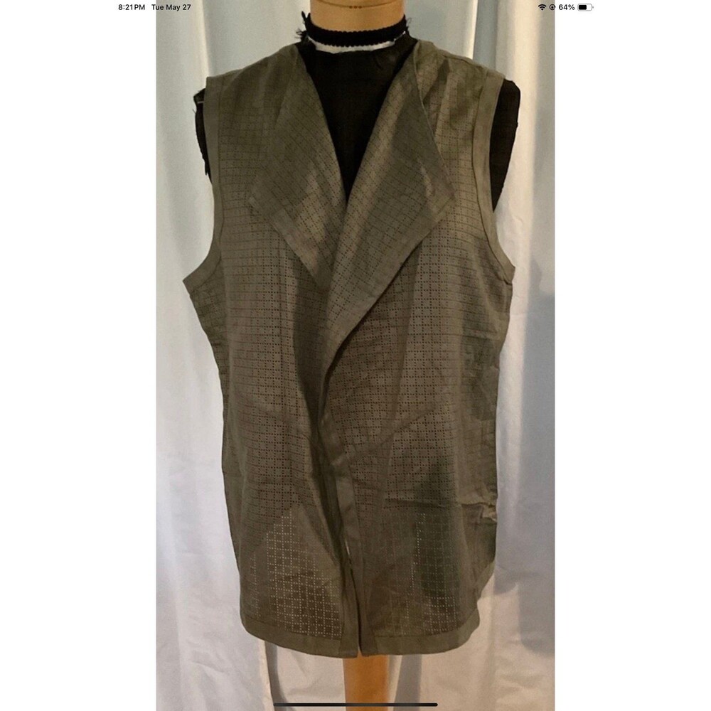 Chico's Women's Faux Suede Drape Vest Olive Green Size 2 (12-14) NEW W/TAGS
